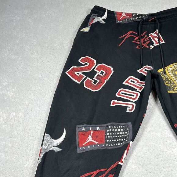 Jordan Brooklyn Fleece All Over Print Joggers Pants Mens 3XL Black Sweatpants - Picture 4 of 15